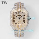 TW Factory Replica Swiss Automatic Movement Cartier Santos Men 40MM Yellow Gold Diamond Watch